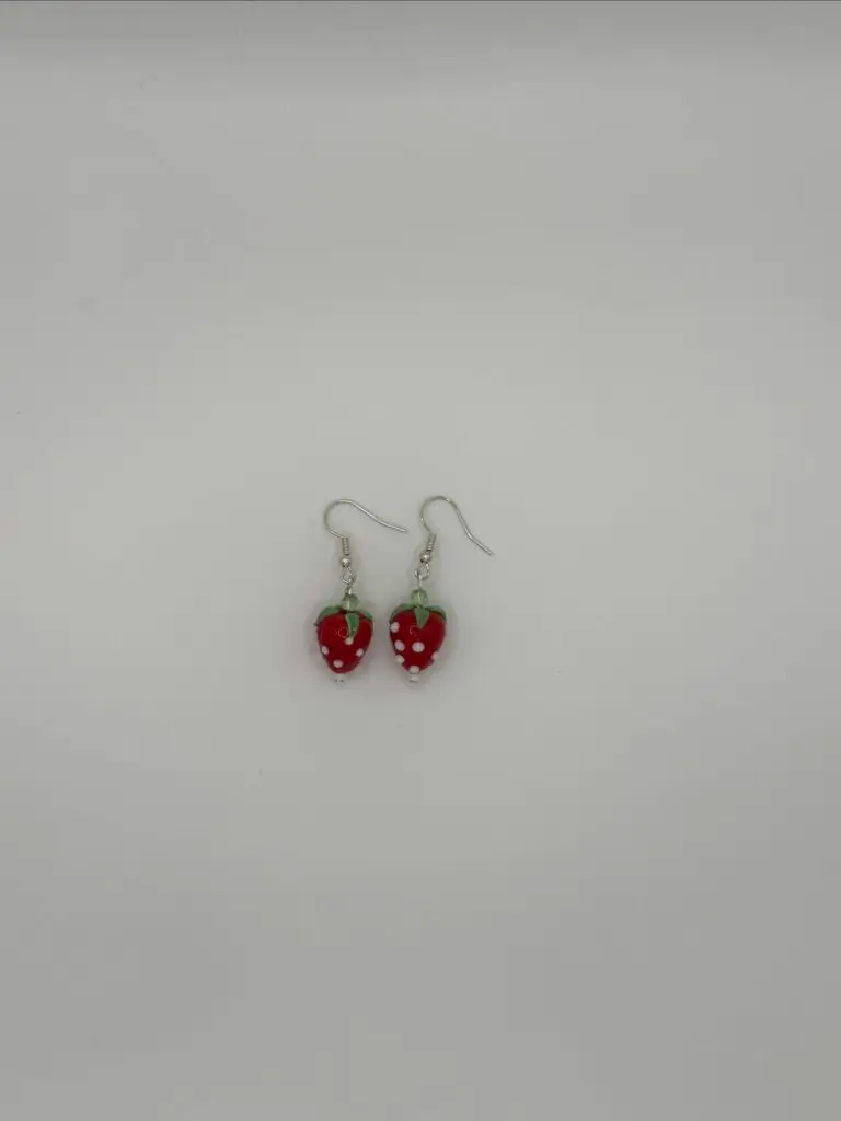 Glass Strawberry Earrings